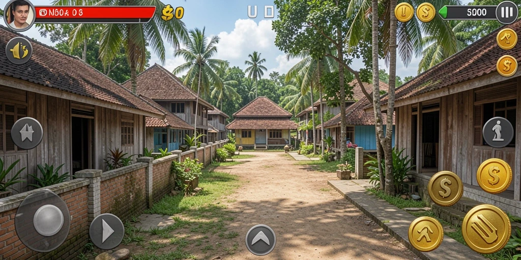 Pemandangan level yang penuh tantangan.